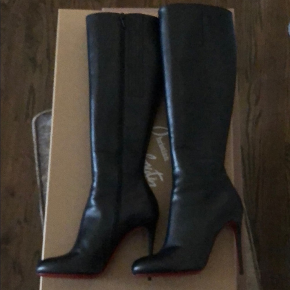 Christian Louboutin Black Knee-High Leather Heeled Boots